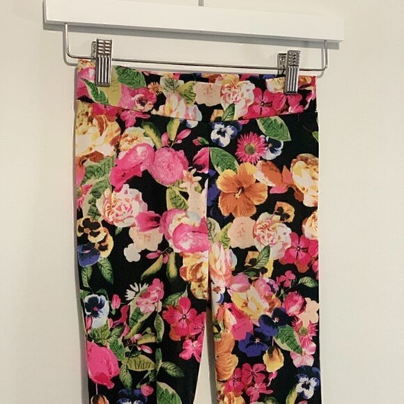 BEAUTIFUL Vintage Red Tipped Rose Yoga Leggings, High Waist Hand Sewn Roses | St - Picture 6 of 7